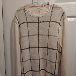 Dockers Cream with Brown Striped Acrylic Sweater